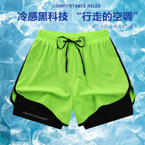 Mesh shorts athletic shorts men quarter five-length pants quick-drying breathable elastic muscle fitness dog training running trendy