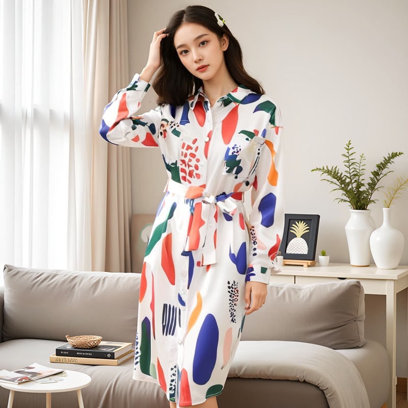200斤大码女装胖妹妹mm2025秋季设计感印花衬衫裙雪纺大码连衣裙，商品下架区商品下架区，变形策服饰
