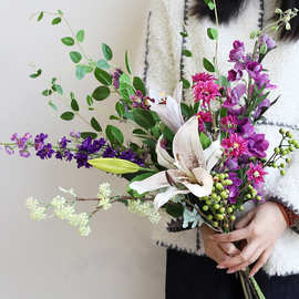 仿真花客厅摆件婚庆布置道具婚礼装饰牡丹插花摄影芍药花束百合花