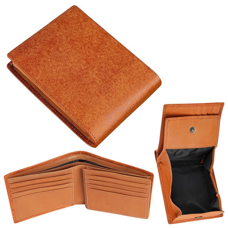 Amazon estilo japonés Lotte bolso de madera para hombres doblado en dos por ciento con bolso de cambio bolso de cuero de negocios para hombres