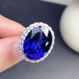 �S��ֱ�N���{��ʯ��ָ��؛ 925�y�18K�׽��Ƕ��12*16mm
