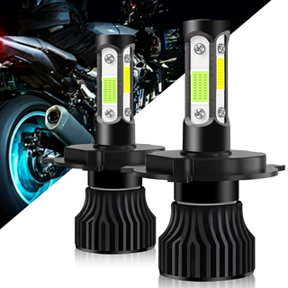 v4双色 黄+白 蓝+白 白+白 汽车led前大灯H4跨境爆款摩托灯大灯