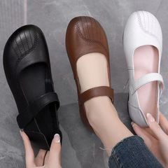 春と秋の新作本革靴、牛筋ソフトソール、女性用滑り止め耐摩耗性マザーズシューズ、足が疲れにくい高齢者用革靴、片足で履ける