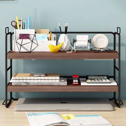 Simple bookshelf storage rack office desktop storage rack multi-layer wrought iron dining table desk organizer small shelf