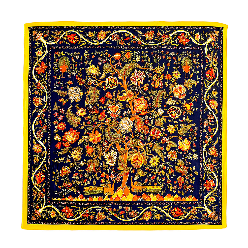 Women's Elegant Tree Leaves Flower Satin Silk Scarf display picture 4