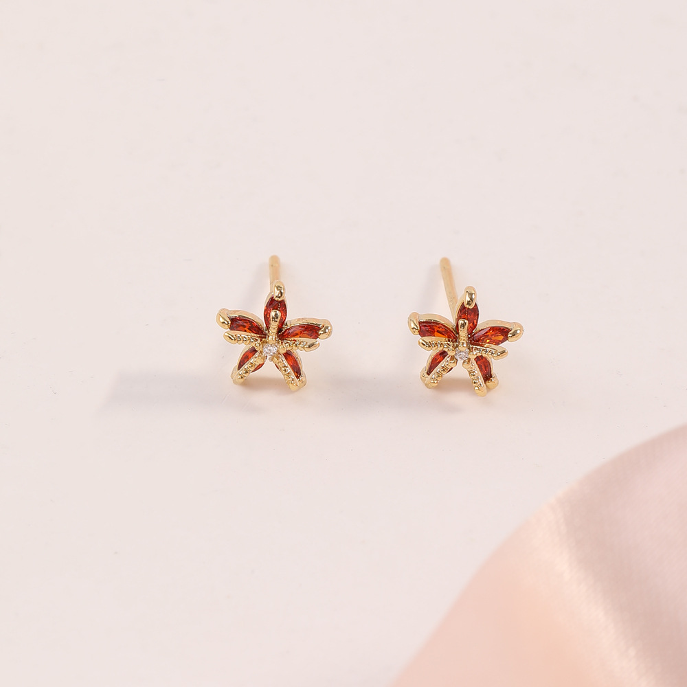 1 Pair Marine Style Geometric Plating Inlay Copper Zircon Ear Studs display picture 7