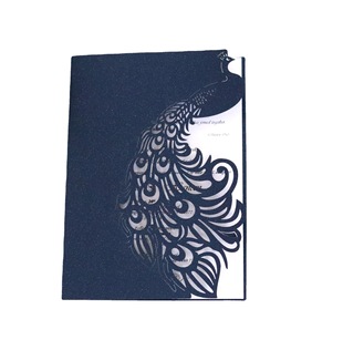 Valentine's Day invitation Blue Peacock greeting card shell laser hollow card wedding invitation in stock wholesale