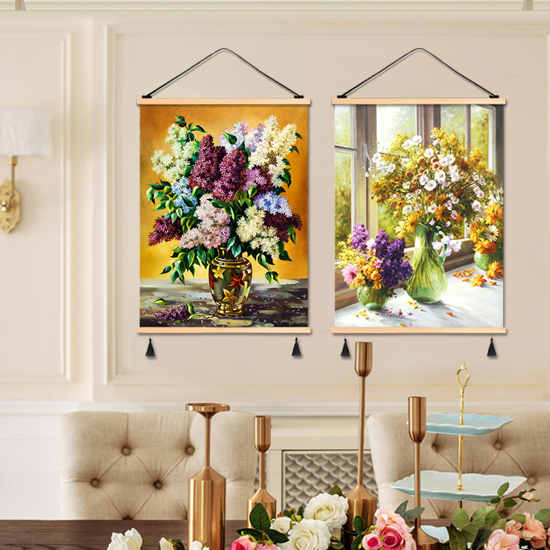7H2023油画花卉唯美艺术写实客厅餐厅公寓墙画壁画挂画背景装饰画