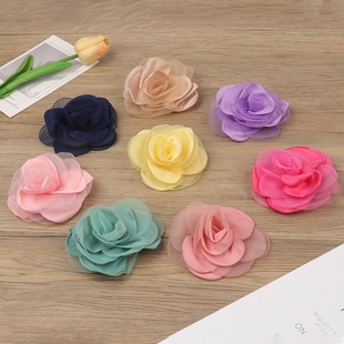Factory Wholesale 9cm Large Hair Accessories Corsage Clothing Accessories Stereo Handmade Fabric Satin Flowers