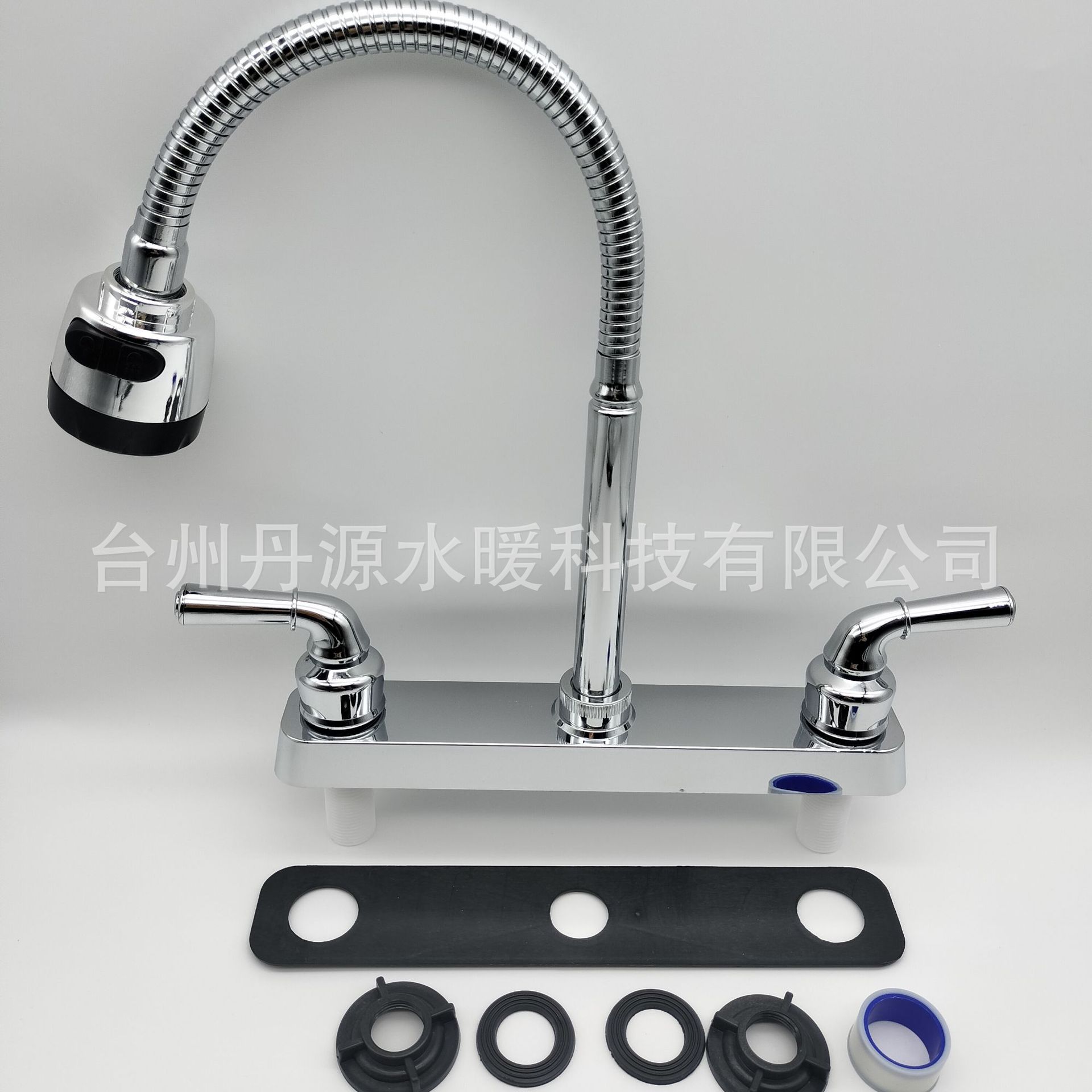Inventario transfronterizo Sudamérica grifo de agua caliente y fría doble placa de cerámica de plástico de doble mango grifo de cocina a prueba de salpicaduras image 5
