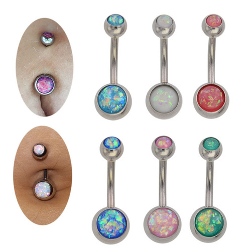 316L stainless steel imitation opal navel jewelry navel nail navel ring body piercing jewelry amazon piercing