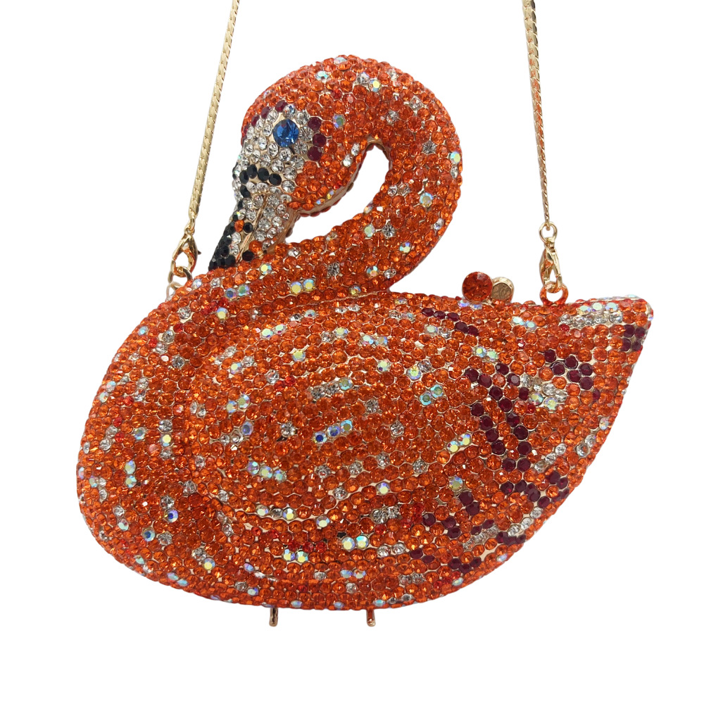 Túi clutch dạ hội đính đá pha lê hình thiên nga cao cấp — Màu hồng, Màu đen, vàng sâm banh, Màu bạc chi tiết 13