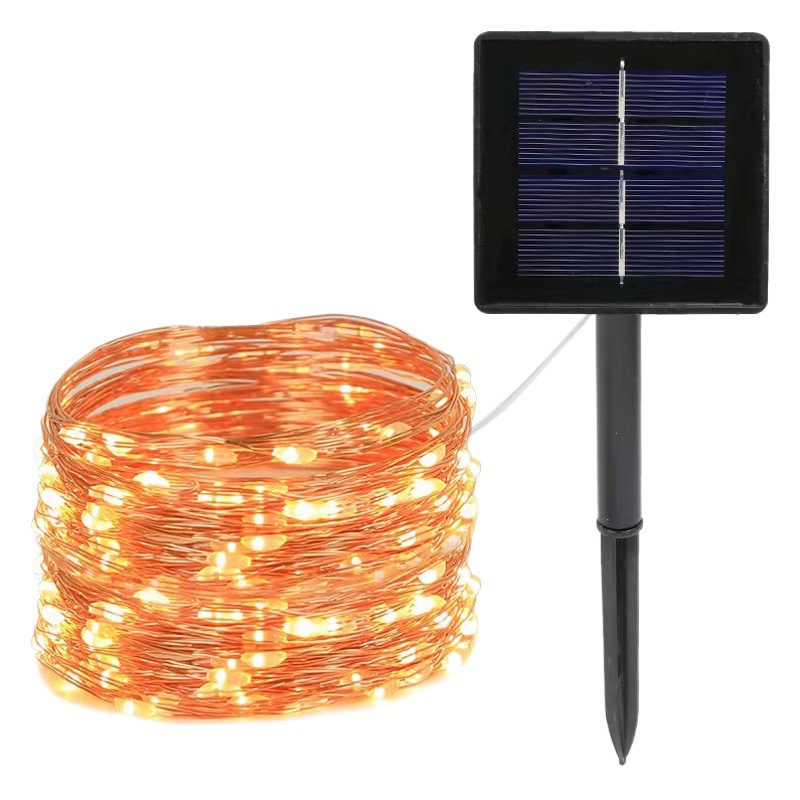 FUENTE Fábrica 100 M Cadena de luz de color LED de alambre de cobre solar Cadena de luz al aire libre impermeable color luz de vacaciones tira de luz decorativa