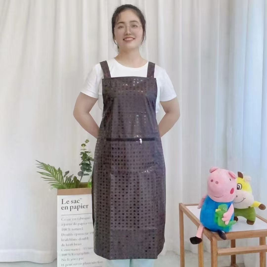 Pu Leather Apron Bib Colorful Extended Soft Leather Thickened Apron for Men and Women Aquatic Household Kitchen Waterproof Oil-Proof