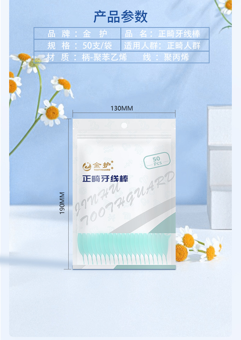 Oral care kit orthodontic floss sticks fluoride toothpaste
