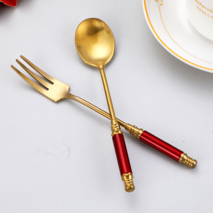 Find Factory Retro New Chinese Mug Spoon 304 Stainless Steel Coffee Stirring Spoon Dessert Dessert Fruit Spoon Fork