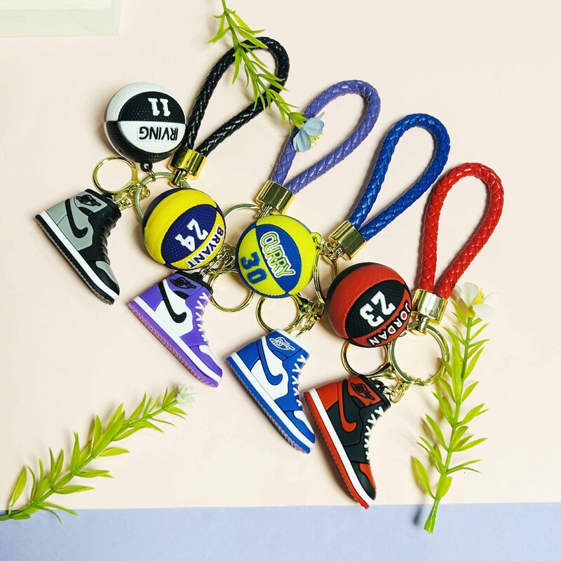 Creative Jewelry Basketball Shoes Keychain Ball Star United Famous Personality Bag Pendant Student Schoolbag Pendant Gift Small