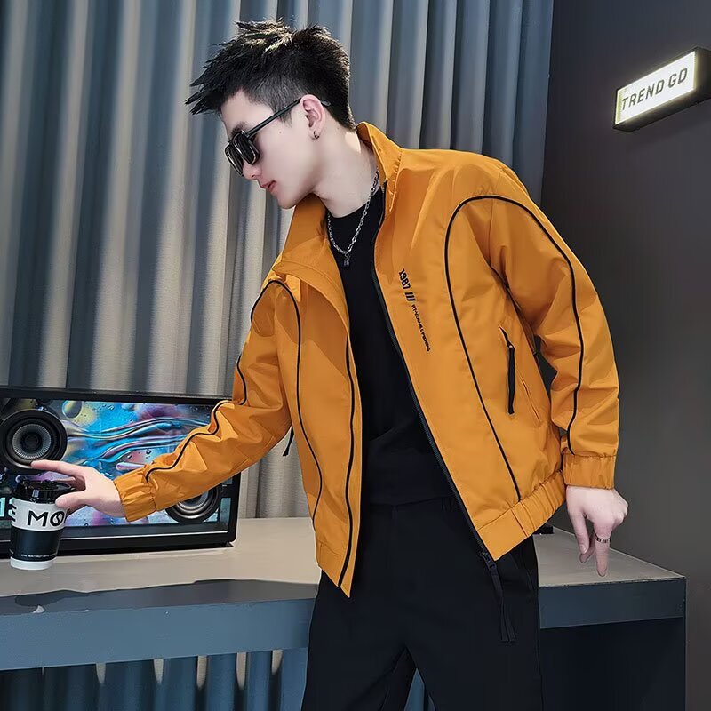 Color-Blocking Jacket for Men, High-End Trendy Brand, Stylish Casual Versatile Short Jacket, Men's Spring and Autumn Baseball Jacket
