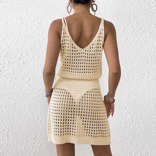 New hollowed-out elastic girdle dress, sexy dress, hot beach dress