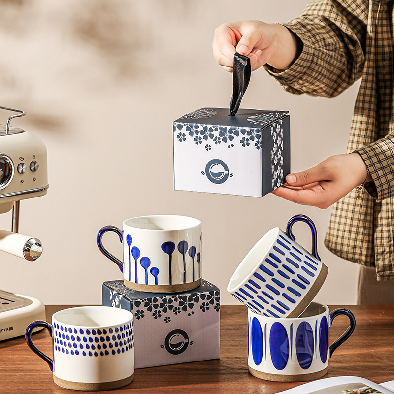 Tazas pintadas a mano retrógradas con mango tazas de marca personales tazas de agua regalos creativos tazas de cerámica café de desayuno regalos