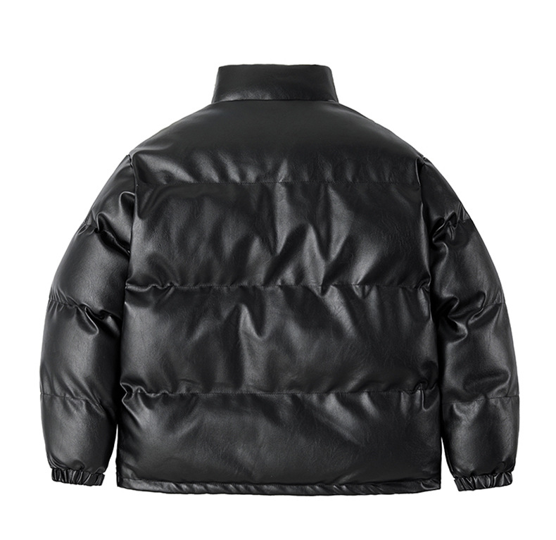 Herren Stehkragen Kunstleder Bomberjacke Gefütterte Winterjacke_voghion.com