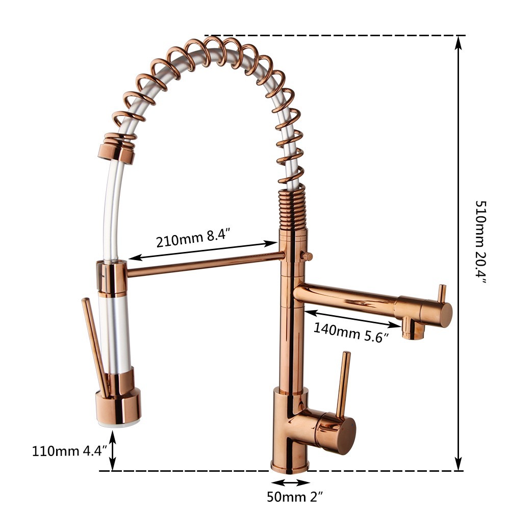 Cross-border all-copper spring faucet kitchen sink with rotatable and pull-out dual water outlet for cold and hot purified water spring faucet undefined