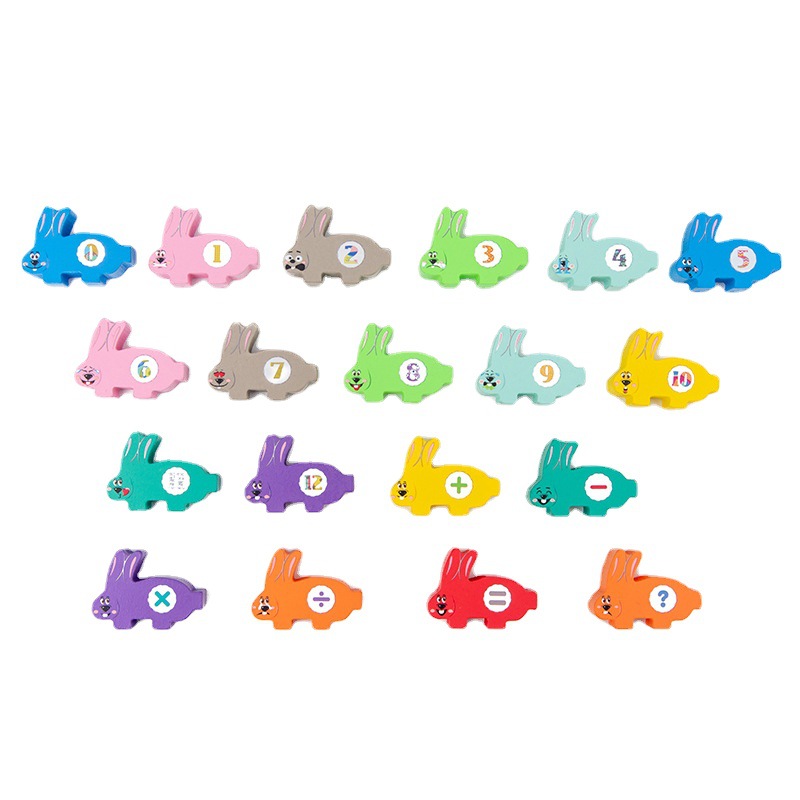 Conejo educativo para niños Jenga viga de equilibrio Jenga juego interactivo entre padres e hijos aritmética bloques de construcción juguete jardín de infantes