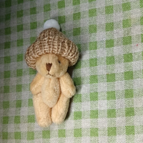 (모자는 고객이 착용해야 합니다.) 털실 모자 6cm 살구색 긴 털 곰돌이