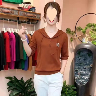 2025 Spring and Autum New Women's Thin Sweatshirt Long-Sleeved Top with Hood Middle-Aged Mother Large Size Loose Top