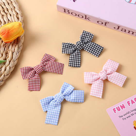 New vintage color checkered bow accessories handmade fabric knot Japanese and Korean style hair accessories gift clothing accessories