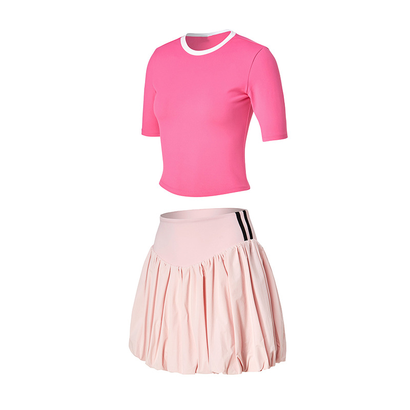 Verano nuevo estilo traje de uniforme de tenis mujer falda de botones de flores anti-luz golf bádminton ropa deportiva de fitness de manga corta