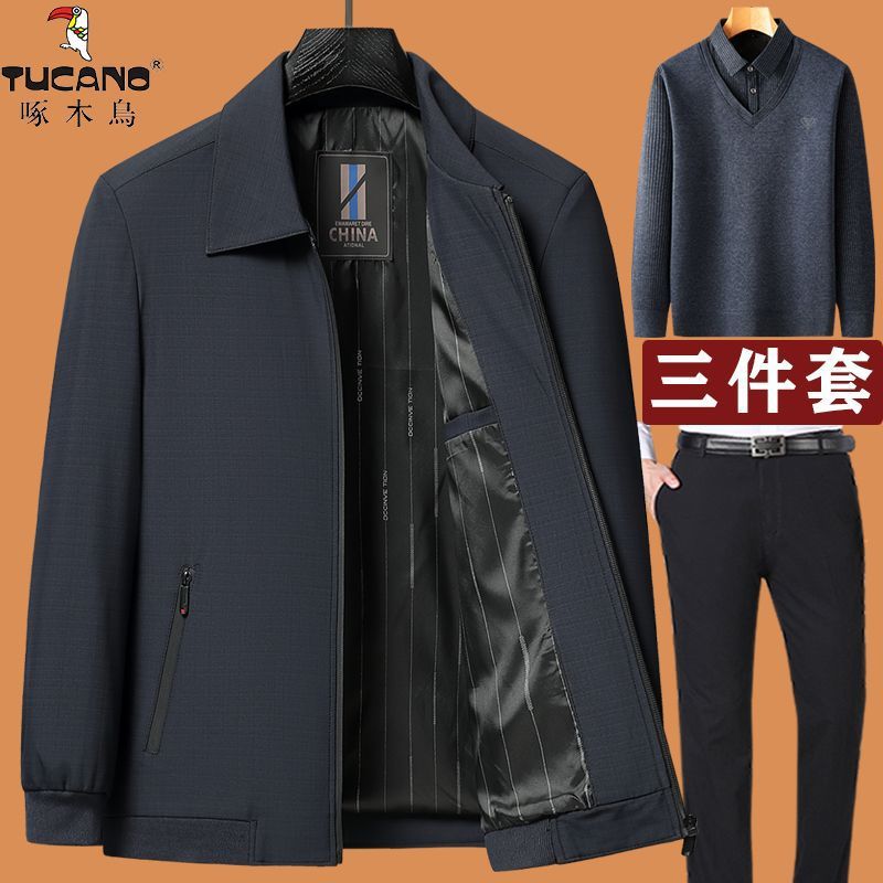 Dad's Spring and Autum Jacket, Middle-Aged Men's Thin 50-Year-Old Middle-Aged and Elderly Grandpa's Spring and Autum Casual Jacket