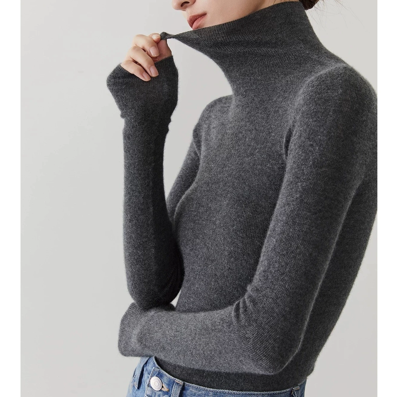 В наличии: Толстый бесшовный вязаный свитер из тонкой шерсти и кашемира (60 нитей), с высоким воротом, полностью формованный, для женщин