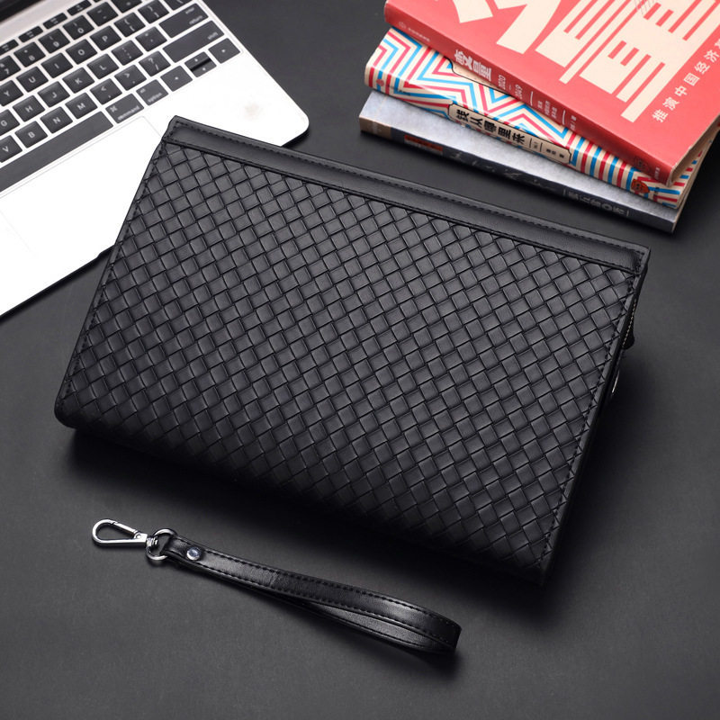 New Woven Pattern Men's Clutch Bag, Men's Business Clutch Bag, Textured Envelope Bag, Large Capacity Clutch Bag