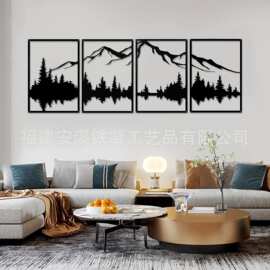 跨境亚马逊山川铁艺壁挂客厅玄关背景装饰挂画墙壁椰树小清新挂画