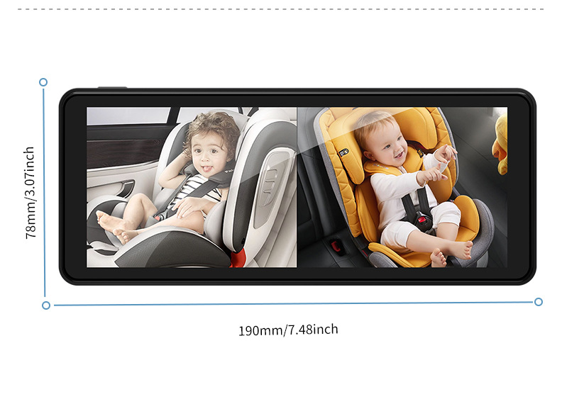 Car-Mounted Baby Monitor with 6.86inch Displays + Night Vision Camera for Rear Seat Monitoring