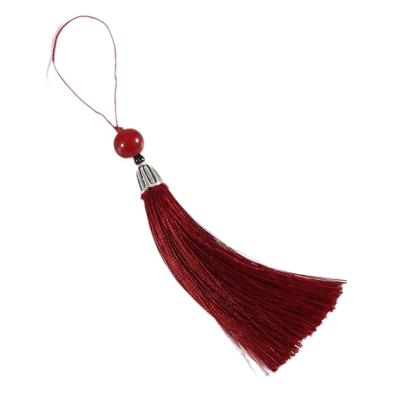8cm silver hat beads small tassel thin thread ice silk polyester tassel tassel Hanfu lantern sachet pendant DIY accessories
