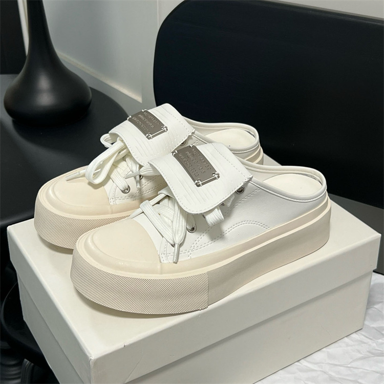 Half Drag 2024 Sommer Neue dicke Unterseite Baotou Mode Oberbekleidung Casual weiße Schuhe_voghion.com