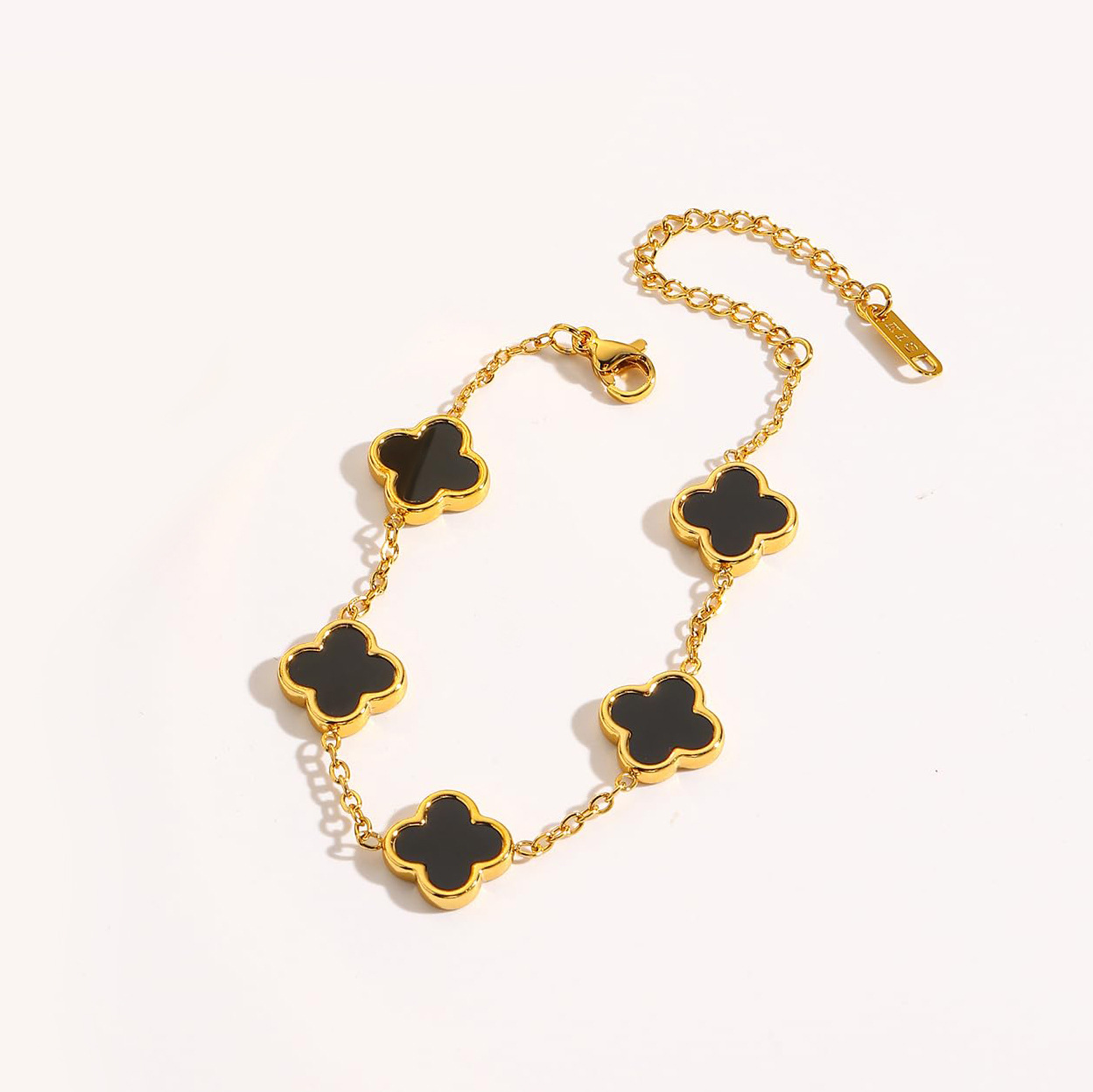 금팔찌 블랙 쉘(양면꽃)