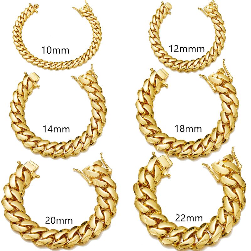 N-Jmxlt Bracelet Vacuum Electroplating 18K Gold European and American Hip Hop Men's Stainless Steel Titanium Steel Cuban Chain Bracelet N-Jmxlt Bracelet Vacuum Electroplating 18K Gold European and American Hip Hop Men's Stainless Steel Titanium Steel Cuban Chain Bracelet