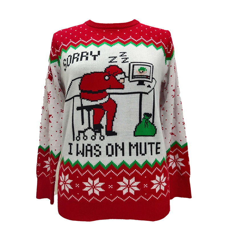 Red Christmas Sweater Custom Processing Cross-Border Autumn and Winter New Pullover Round Neck Knitted Sweater for Women Small Batch Red Christmas Sweater Custom Processing Cross-Border Autumn and Winter New Pullover Round Neck Knitted Sweater for Women Small Batch