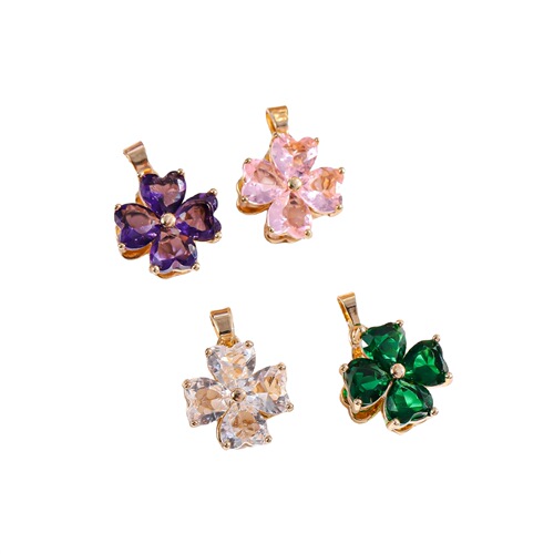 Rotating four-leaf clover necklace for women, copper inlaid with zircon, Korean version of the fortune pendant bracelet, pendant necklace, jewelry accessories