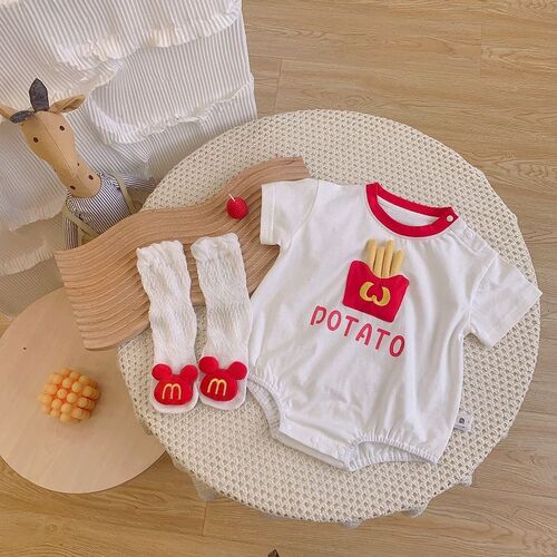 Baby clothes summer set diaper cover thin newborn boy onesie ultra cute 100th day full moon summer tunic