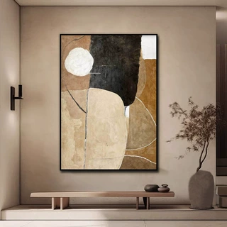 纯手绘油画客厅玄关过道手绘肌理装饰挂画大幅抽象现代简约落地画