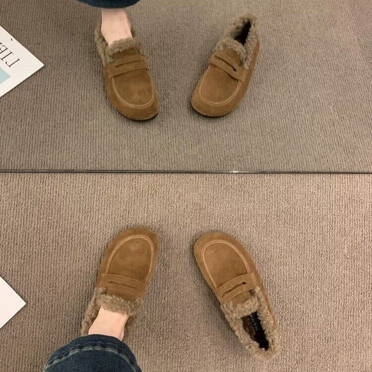 Японский ретро Мори Женский ветер увеличивает ботинки Bocken Женский бархат 2024 Новая теплая хлопчатобумажная обувь