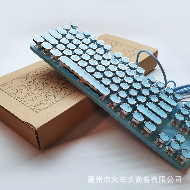 [ロシア語キーボード] レトロラウンドスチームパンクノブメカニカルキーボードクロスボーダー直販87/104キー在庫あり|undefined