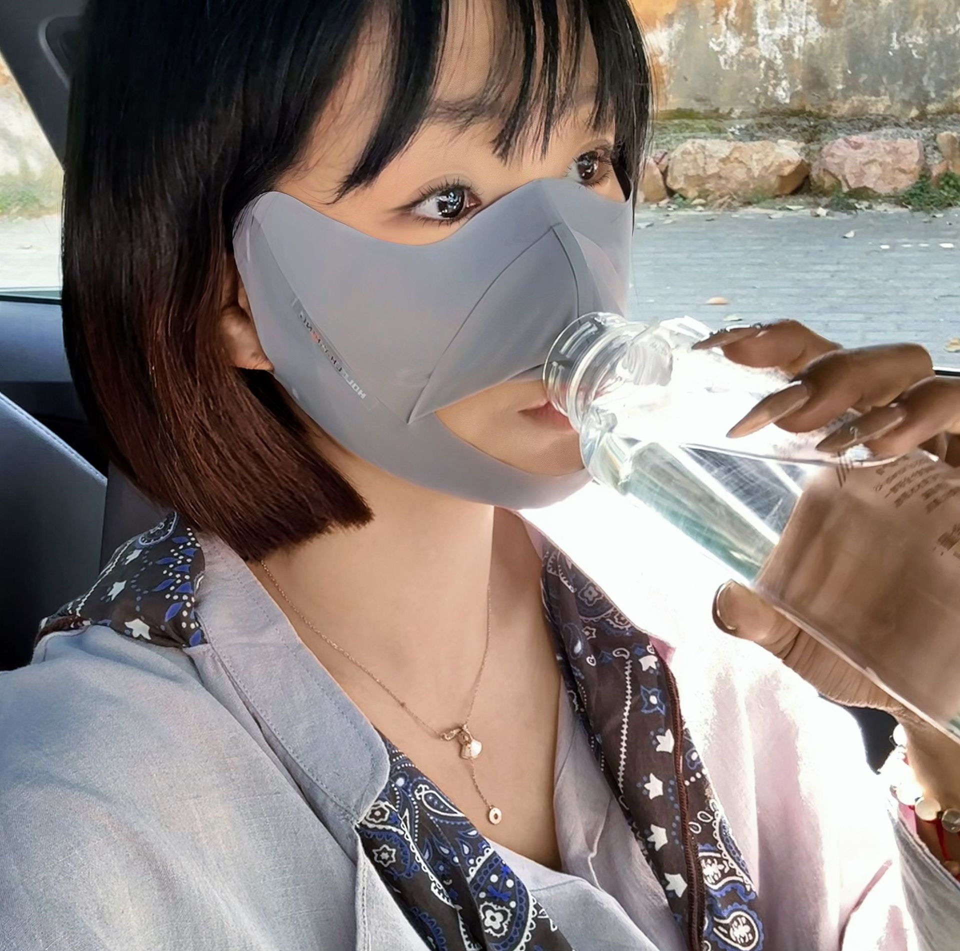 分舱式可喝水面罩防晒口罩女高颜值2026新款立体剪裁无痕亲肤透气