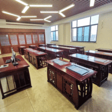 数字化教学书法临摹国学课桌投影仪教师讲桌中式桌榆木毛笔书法桌