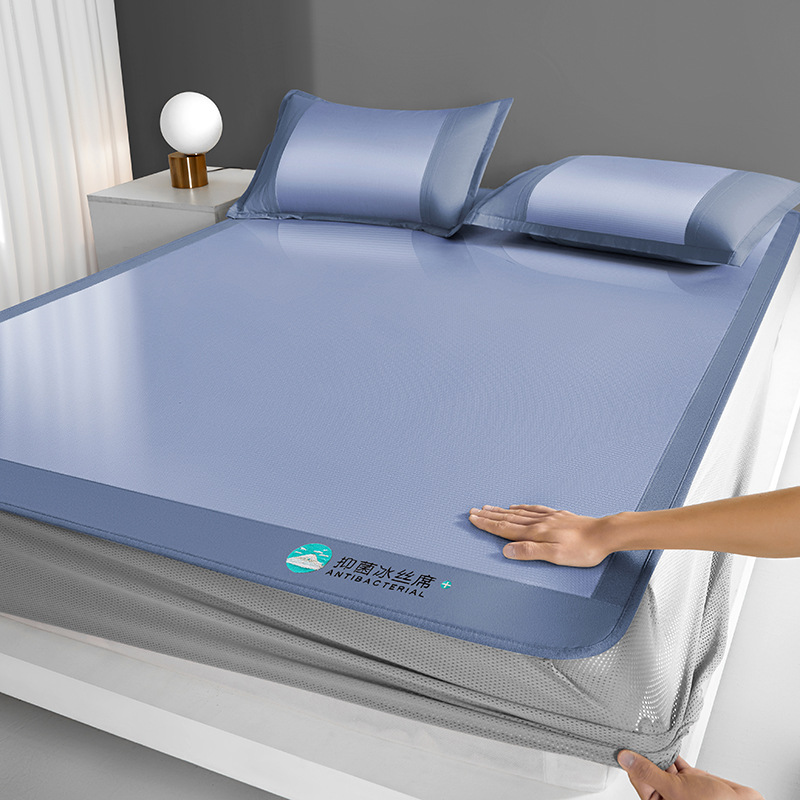 800D 항균 아이스 실크 매트 - 모던 블루 - 장착 시트