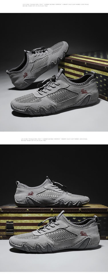 Giày lười nam da thật phối lưới thoáng khí, đế cao su, form cỡ lớn — G8066 màu kaki, G8066 màu xám, G8066 màu đen, Z8066 màu kaki chi tiết 23